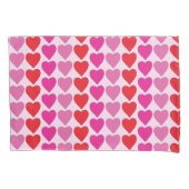 レッドピンク明るい赤紫色ハート 枕カバー (正面)