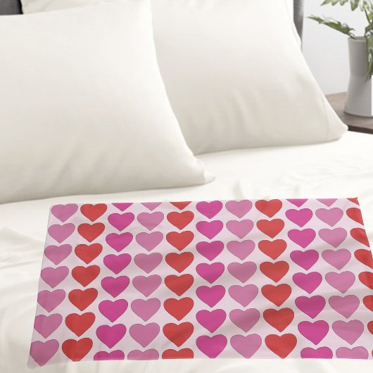 レッドピンク明るい赤紫色ハート 枕カバー