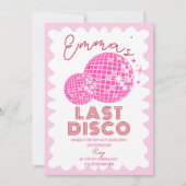 レッドピンク最後のディスコへパーティー週末の旅程 招待状 (正面)