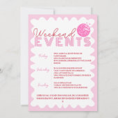 レッドピンク最後のディスコへパーティー週末の旅程 招待状 (裏面)
