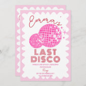 レッドピンク最後のディスコへパーティー週末の旅程 招待状 (正面/裏面)