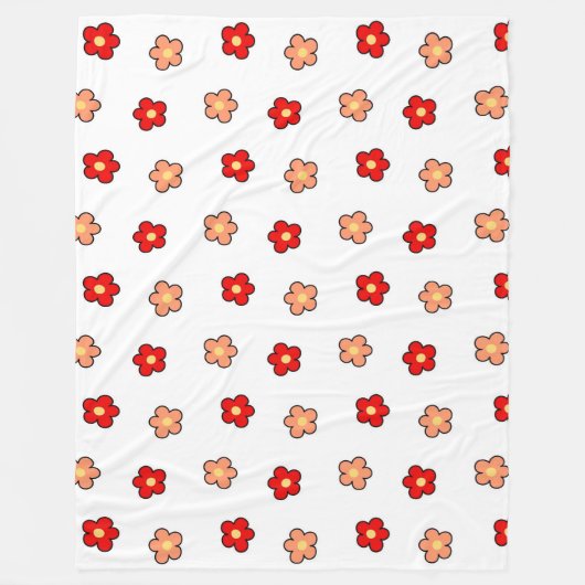 レッドピンク熱帯フローラ春夏 フリースブランケット (正面)