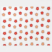 レッドピンク熱帯フローラ春夏 フリースブランケット (正面(横))