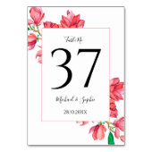 レッドピンク結婚のフローラテーブル番号カード テーブルナンバー (裏面)