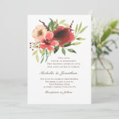 レッドピンク赤面フローラガーデンクリスチャン結婚ズ 招待状 (スタンド正面)