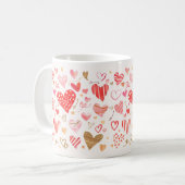レッドピンク金ゴールドハート コーヒーマグカップ (正面左)