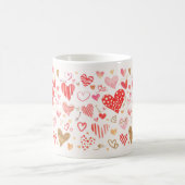 レッドピンク金ゴールドハート コーヒーマグカップ (中央)