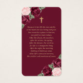 レッドピンク金ゴールドフローラ葬儀祈りの言葉カード (裏面)