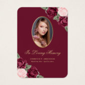 レッドピンク金ゴールドフローラ記念葬式祈りの言葉カード (正面)