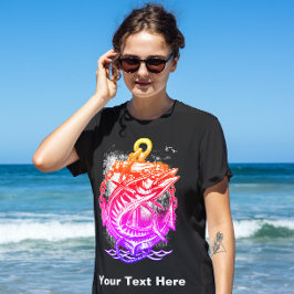 レッドピンク魚釣りクラブTシャツ Tシャツ