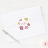 レッドピンク&イエロー開花バーストアドレスステッカー スクエアシール (封筒)