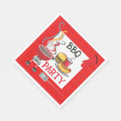 レッドピンストライプのBBQパーティー スタンダードランチョンナプキン (角)