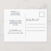 レッドピン素朴クポイントセティアグリーンリーフォトホリデイ ポストカード (裏面)