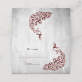レッドピーコックリーフつる植物披露宴座席表 プレイスカード (外部開封)