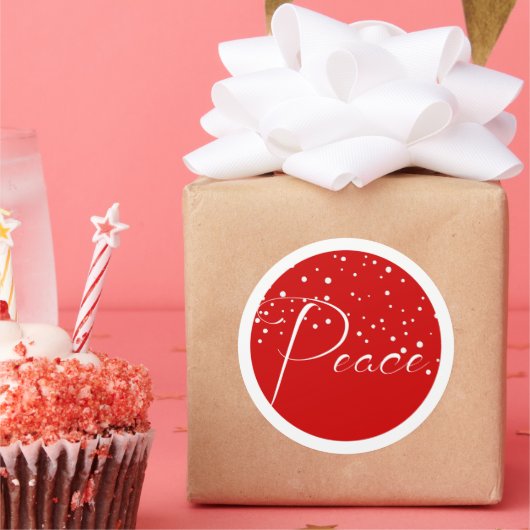 レッドピースホリデークリスマス ラウンドシール (パーティー)