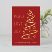 レッドピースラブジョイツリーホリデイ金ゴールド 箔シーズンカード (立ち正面)