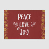 レッドピースラブジョイ引用文タイポグラフィ金ゴールドスノーフレーク 薄葉紙 (正面)