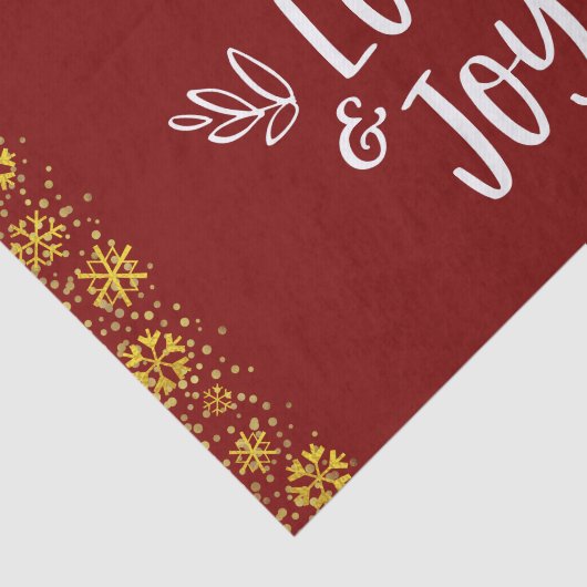 レッドピースラブジョイ引用文タイポグラフィ金ゴールドスノーフレーク 薄葉紙 (詳細)