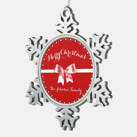 レッドピーターパーソナライズされたクリスマスオーナメント スノーフレークピューターオーナメント (右)