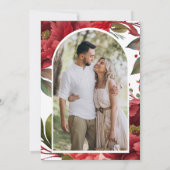 レッドピーニーフローラメイスンジャール写真ブライダルシャワー 招待状 (裏面)