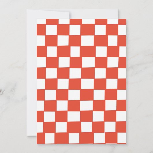 レッドピ市松模様にザパーティーイタリアン子供の誕生日 招待状 (裏面)