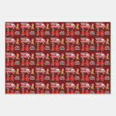 レッドファイアトラックカスタム子供の誕生日 ラッピングペーパーシート (正面)