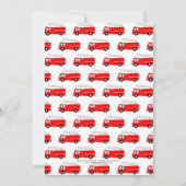 レッドファイアトラックパーティーテーマ消防士誕生日 招待状 (裏面)