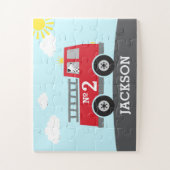 レッドファイアートラックパーソナライズされたパズル ジグソーパズル (縦)