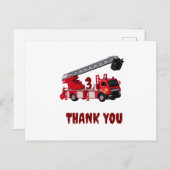 レッドファイアートラック誕生日サンキューカード ポストカード (正面/裏面)