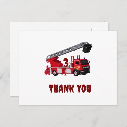 レッドファイアートラック誕生日サンキューカード ポストカード (正面/裏面)
