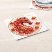 レッドファイアーホース – 2026年新年お祝いデザイン スクエアペーパーコースター (アングル)