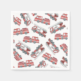 レッドファイア素朴ートラックハッピーバースデー紙ナプキンス スタンダードカクテルナプキン