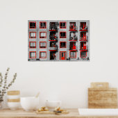 レッドファサードZuidoostバルコニー建物写真 ポスター (キッチン)