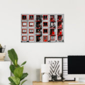 レッドファサードZuidoostバルコニー建物写真 ポスター (ホームオフィス)