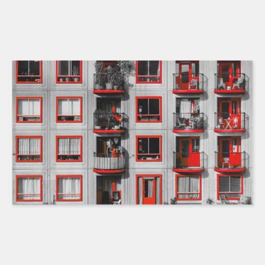 レッドファサードZuidoostバルコニー建物写真 長方形シール (正面)