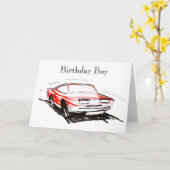レッドファストカー誕生日ボーイカード カード (黄色い花)
