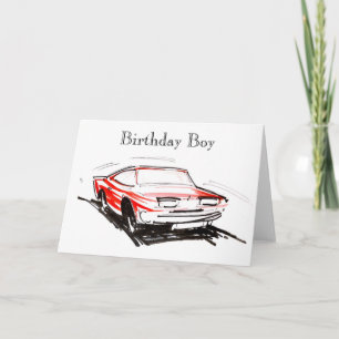 レッドファストカー誕生日ボーイカード カード