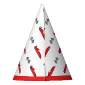 レッドファスト1レトロなレースカー市松模様にフラグのレース パーティーハット (裏面)