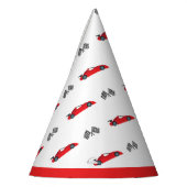 レッドファスト1レトロなレースカー市松模様にフラグのレース パーティーハット (左)