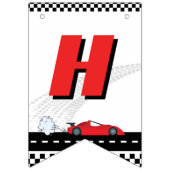 レッドファスト1レトロレースカーテーマレーサー誕生日 バンティングフラッグ (第2の旗)