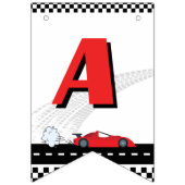 レッドファスト1レトロレースカーテーマレーサー誕生日 バンティングフラッグ (第3の旗)