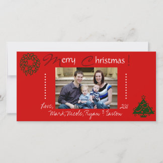 レッドファミリークリスマスフォトカード シーズンカード