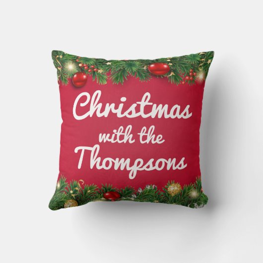 レッドファミリークリスマスホリデーホーム クッション (裏面)