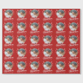 レッドファミリーフォトスノーフレークメリークリスマス ラッピングペーパー (フラット)