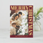 レッドファミリーモダンポートレートメリークリスマス シーズンカード (スタンド正面)