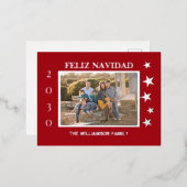 レッドファミリー写真フェリーズ・ナヴィダッド金箔 箔シーズンポストカード (正面/裏面)