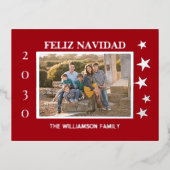 レッドファミリー写真フェリーズ・ナヴィダッド金箔 箔シーズンポストカード (正面)