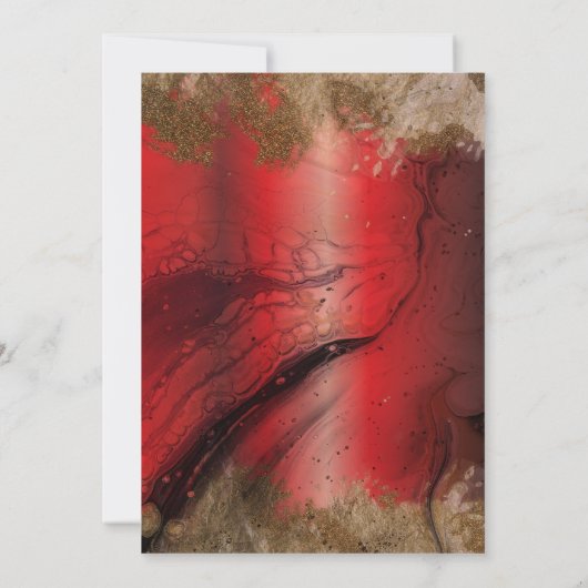 レッドファンシー金ゴールドグラムラグジュアリーマーブル絵を描スイート16 招待状 (裏面)