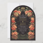 レッドファンタジーエンチャントガーデン結婚フローラズアーチ 招待状 (正面)