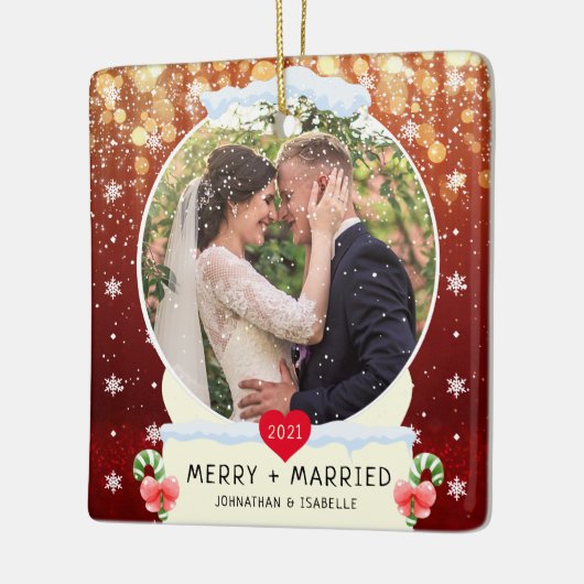 レッドファーストメリー+ホワ結婚したイトスノーグローブ セラミックオーナメント (左)